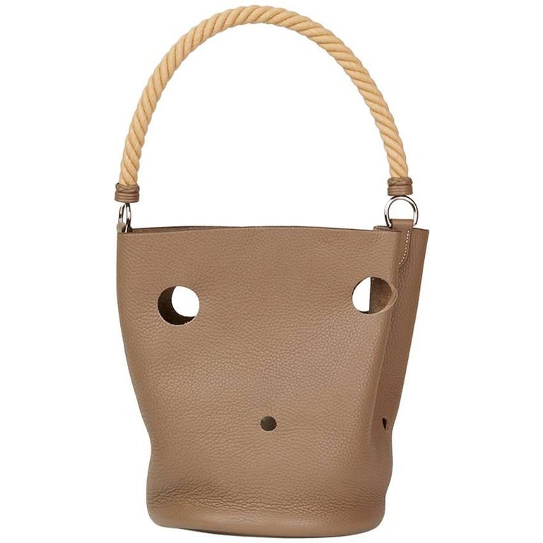 Hermes Etoupe Clemence Leather Mangeouire Rope Bag, 2005 at 1stDibs