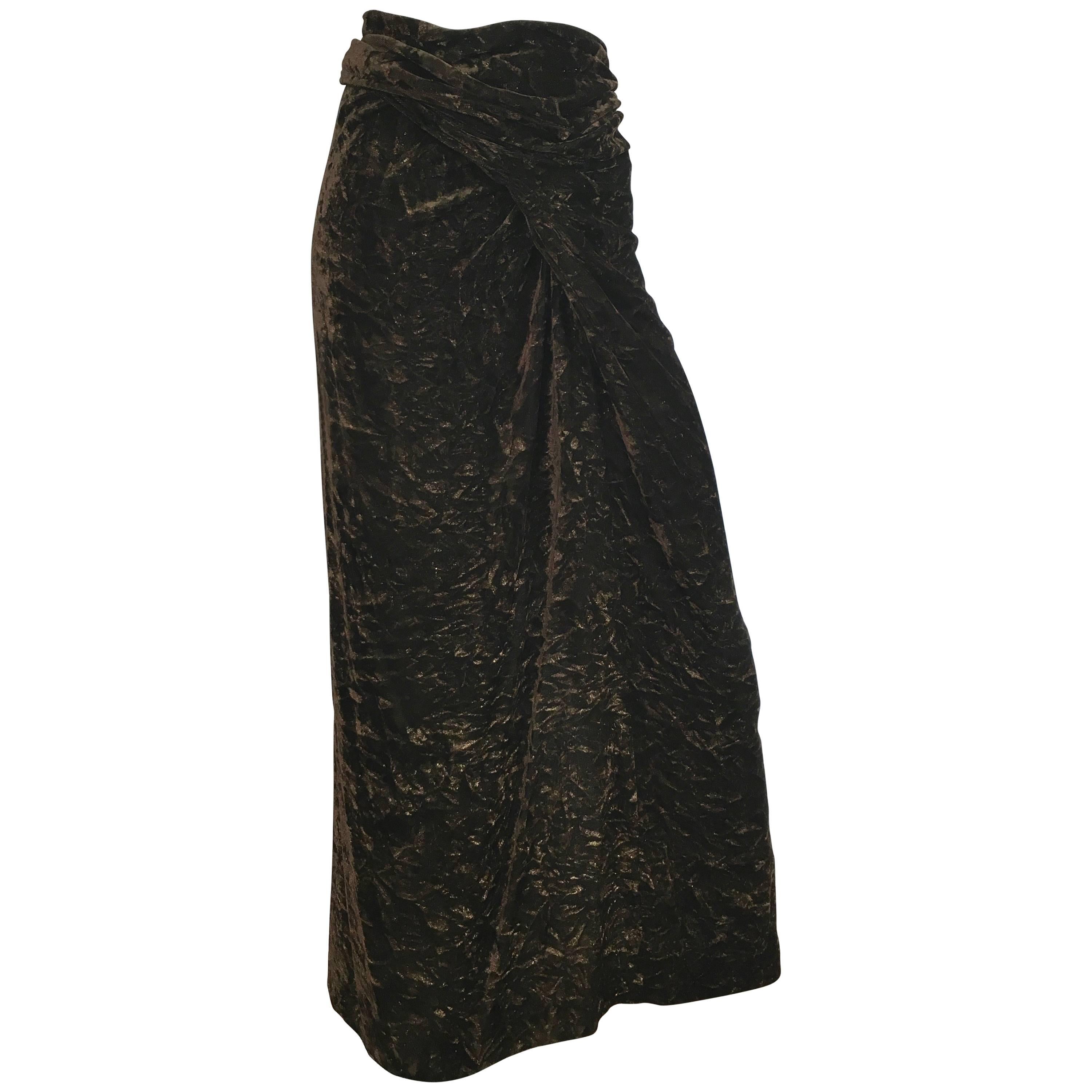 Romeo Gigli 1980s Brown Velvet Long Skirt Size 6. For Sale