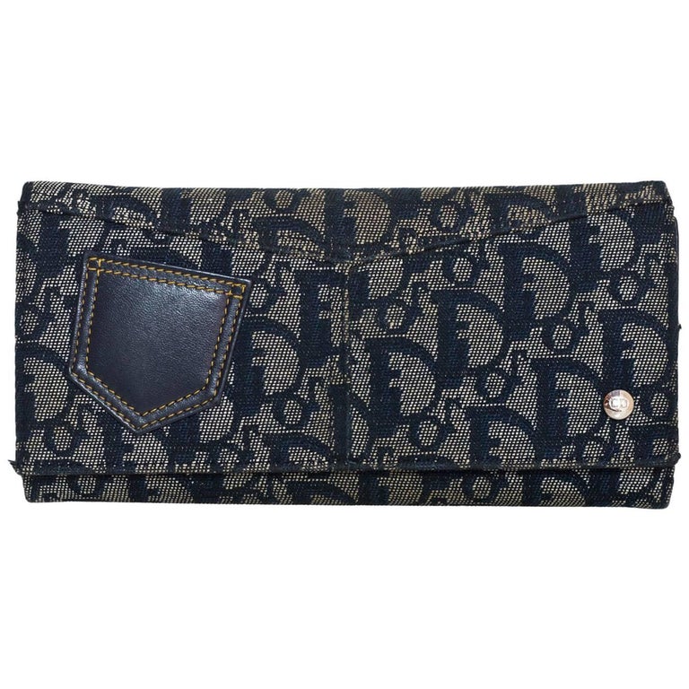 Christian Dior Blue Diorissimo Monogram Canvas Long Wallet For Sale at