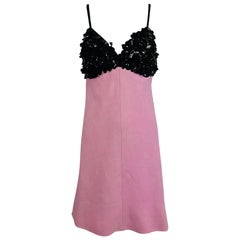 Junior Sophisticates Black Paillette and Pink Linen Dress and Coat 1960s