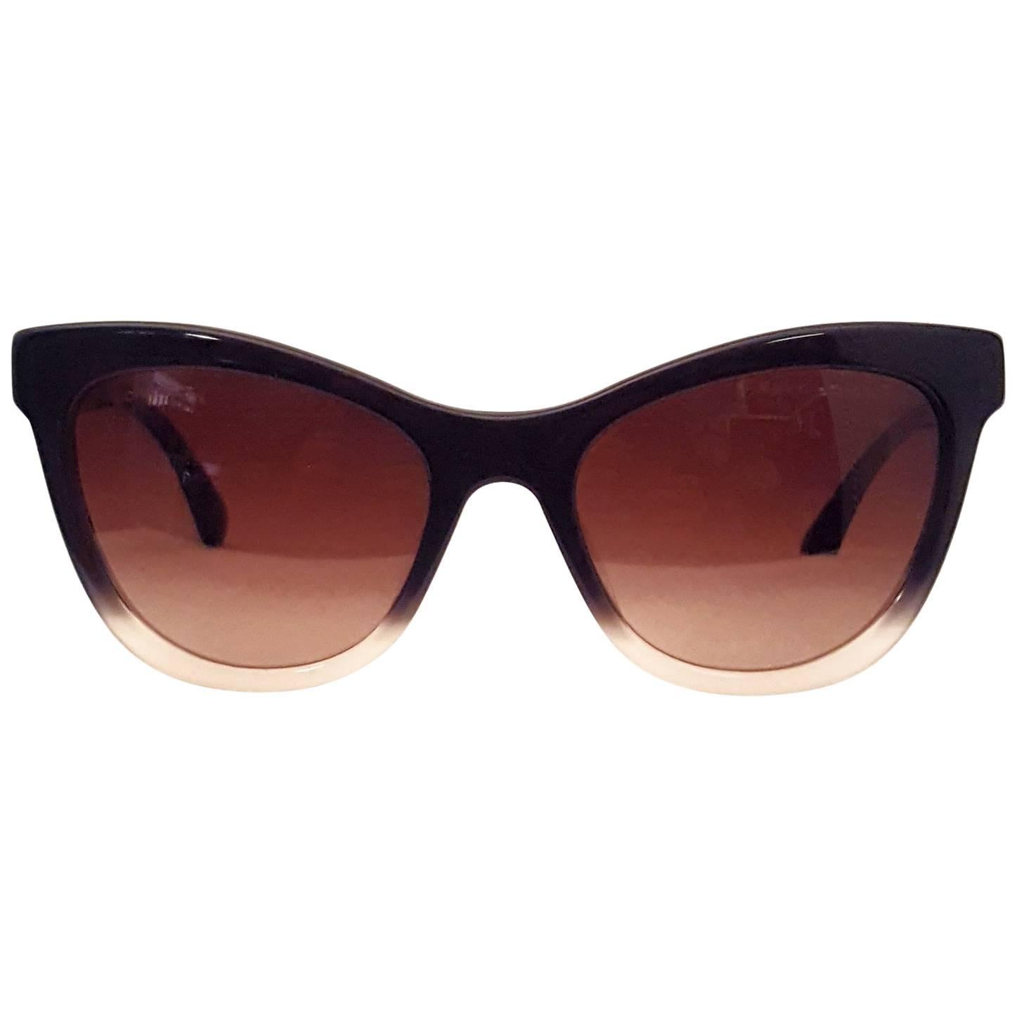 Chanel Black Ombre Polarized Cat Eye Style Sunglasses