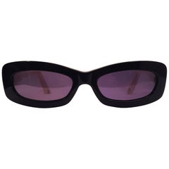 Chanel Black Narrow Sunglasses with Beige Quilted Texture Arms 