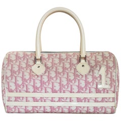 Christian Dior Vintage Pink & White Diorissimo Monogram Boston Bag