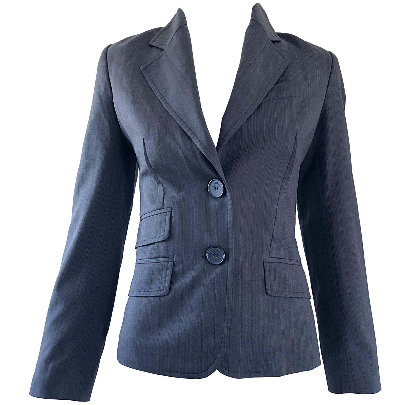 John Galliano Early 2000s Size 42 Gray + Purple Pinstripe Blazer Jacket ...