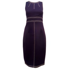David Meister Navy Sleeveless Sheath Dress with White Stitching