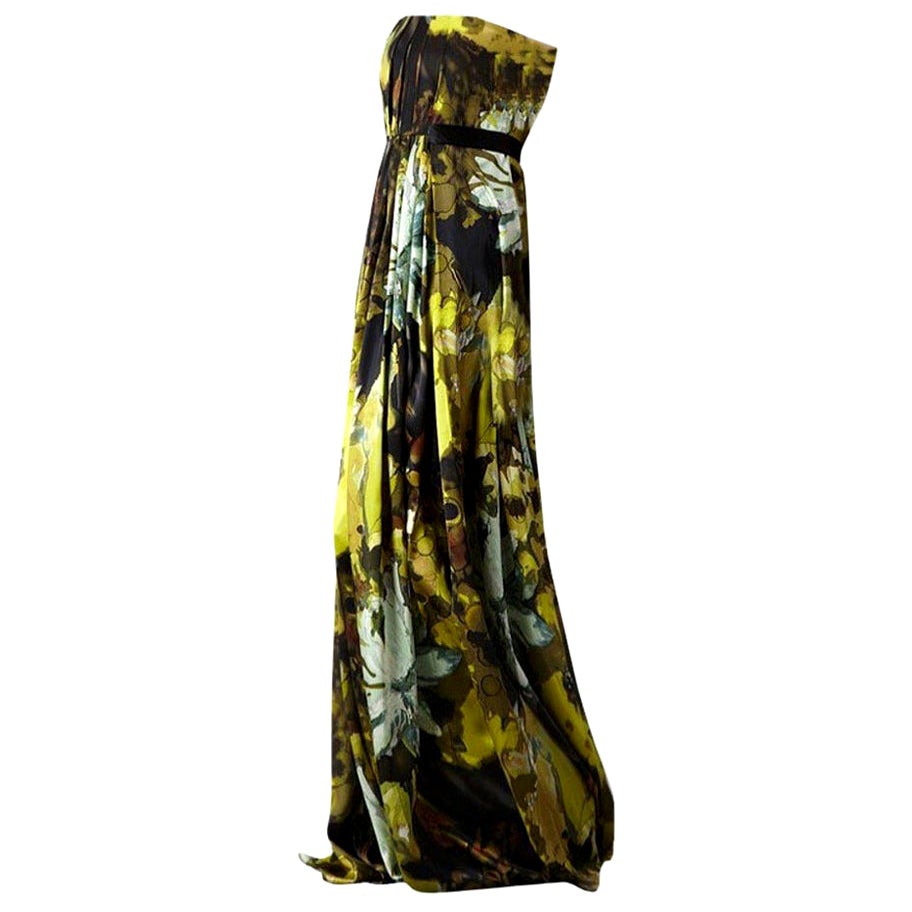Eleanora Garnett Black Shirred Chiffon Evening Gown w/ Bow For Sale at ...