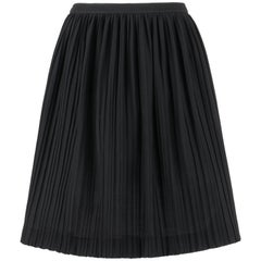 VALENTINO Black Wool Crepe Accordion Pleated Knee Length Skirt