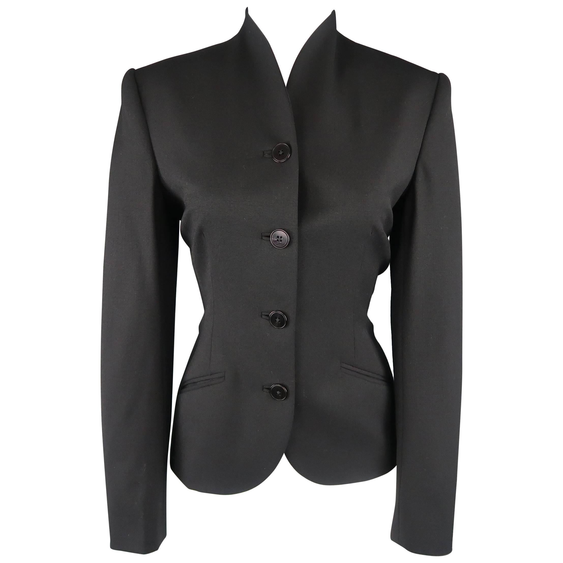 RALPH LAUREN Black Label Size 6 Black Wool Stand Up Collar Jacket For ...