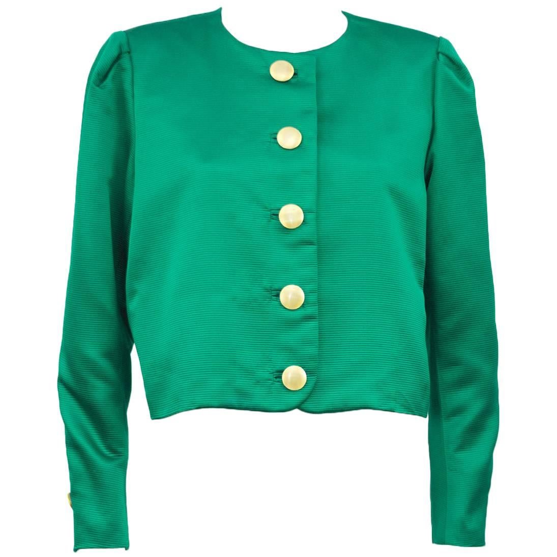 Yves Saint Laurent YSL Emerald Green Jacket, 1980s   For Sale