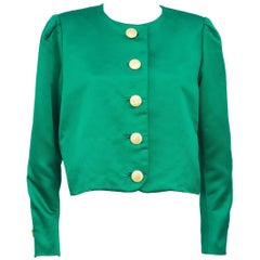 Yves Saint Laurent YSL Emerald Green Jacket, 1980s  