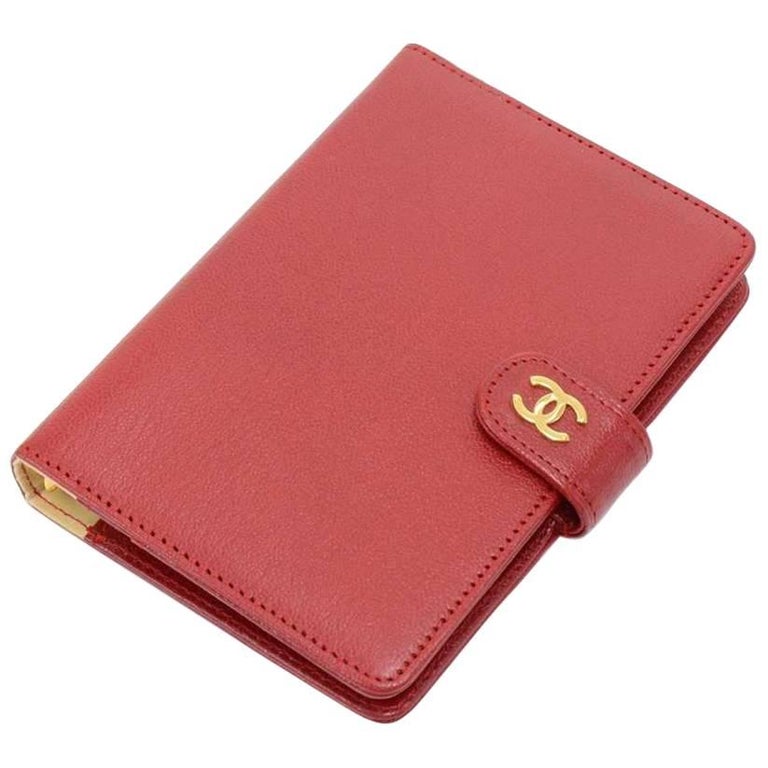 Chanel Red Leather 6 Ring Gold-tone Agenda Cover at 1stDibs | chanel agenda  cover, chanel planner