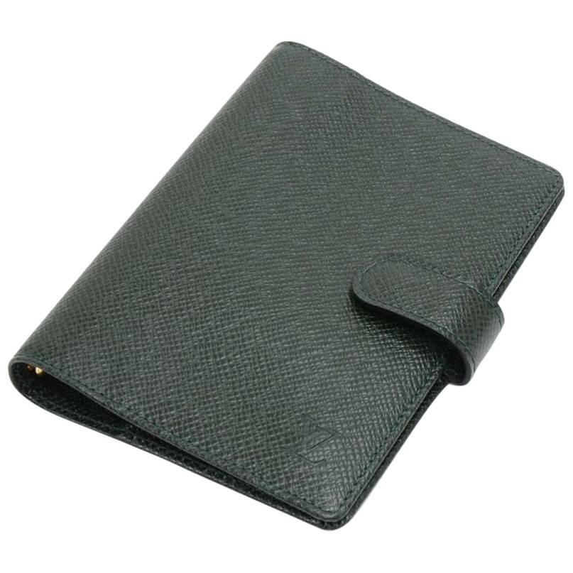 Louis Vuitton Green Taiga Leather Ring Agenda Cover PM  For Sale
