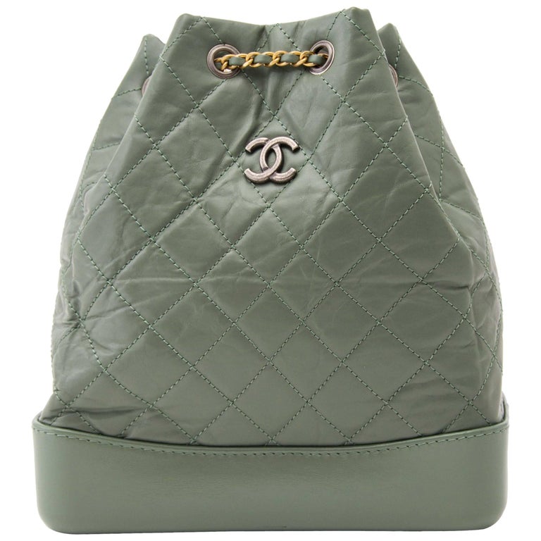 Chanel Beige and Black Quilted Aged Calfskin Gabrielle Backpack