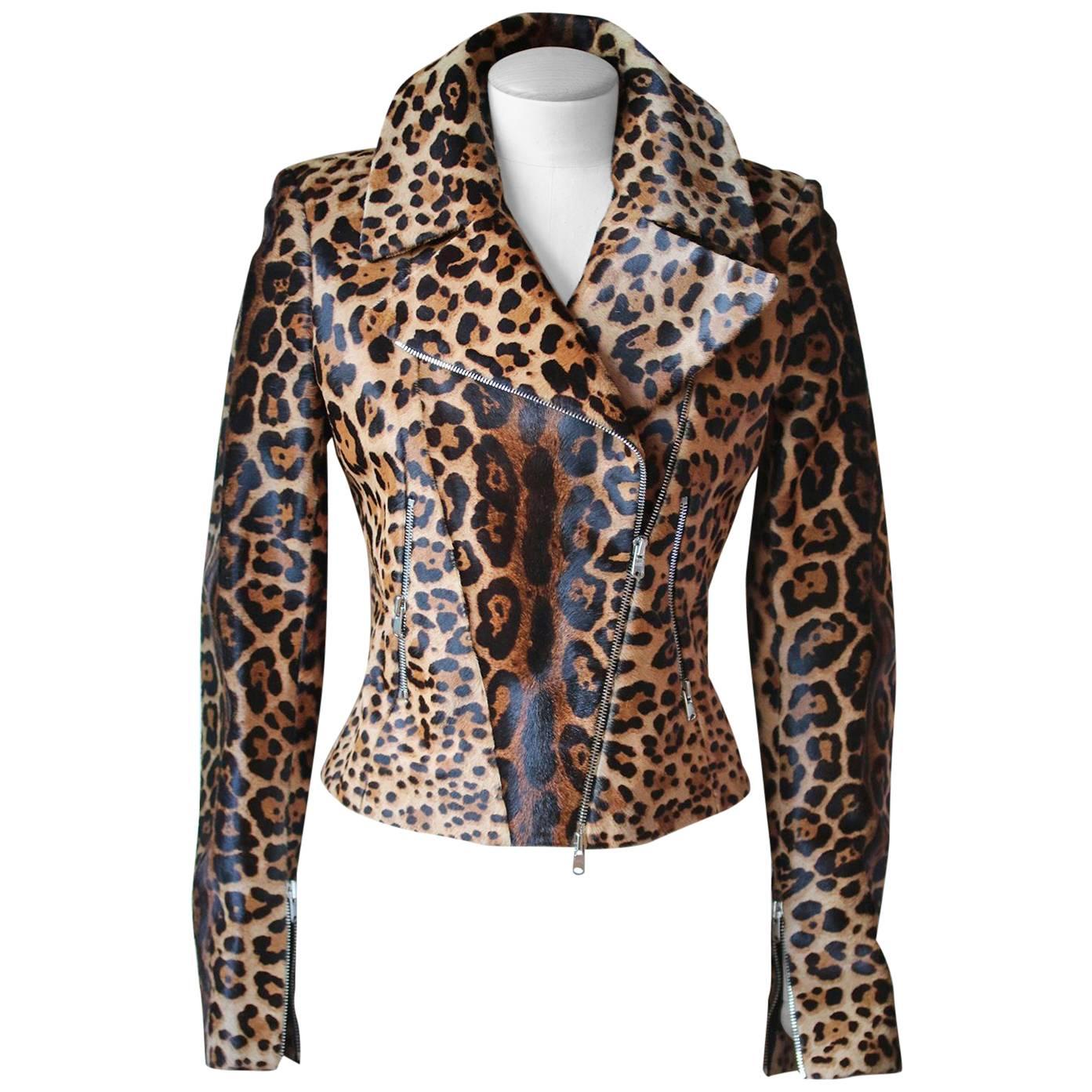 Azzedine Alaia Leopard-Print Calf-Hair Jacket