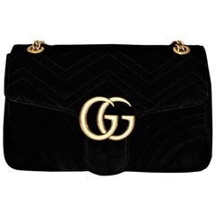 GUCCI GG Marmont Camera Bag in Black Velvet