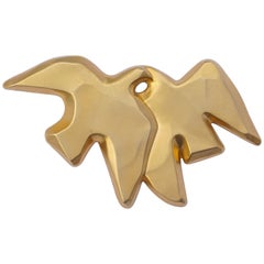 Retro French Nina Ricci Gold Plated L'Air du Temps Double Doves Bird Brooch