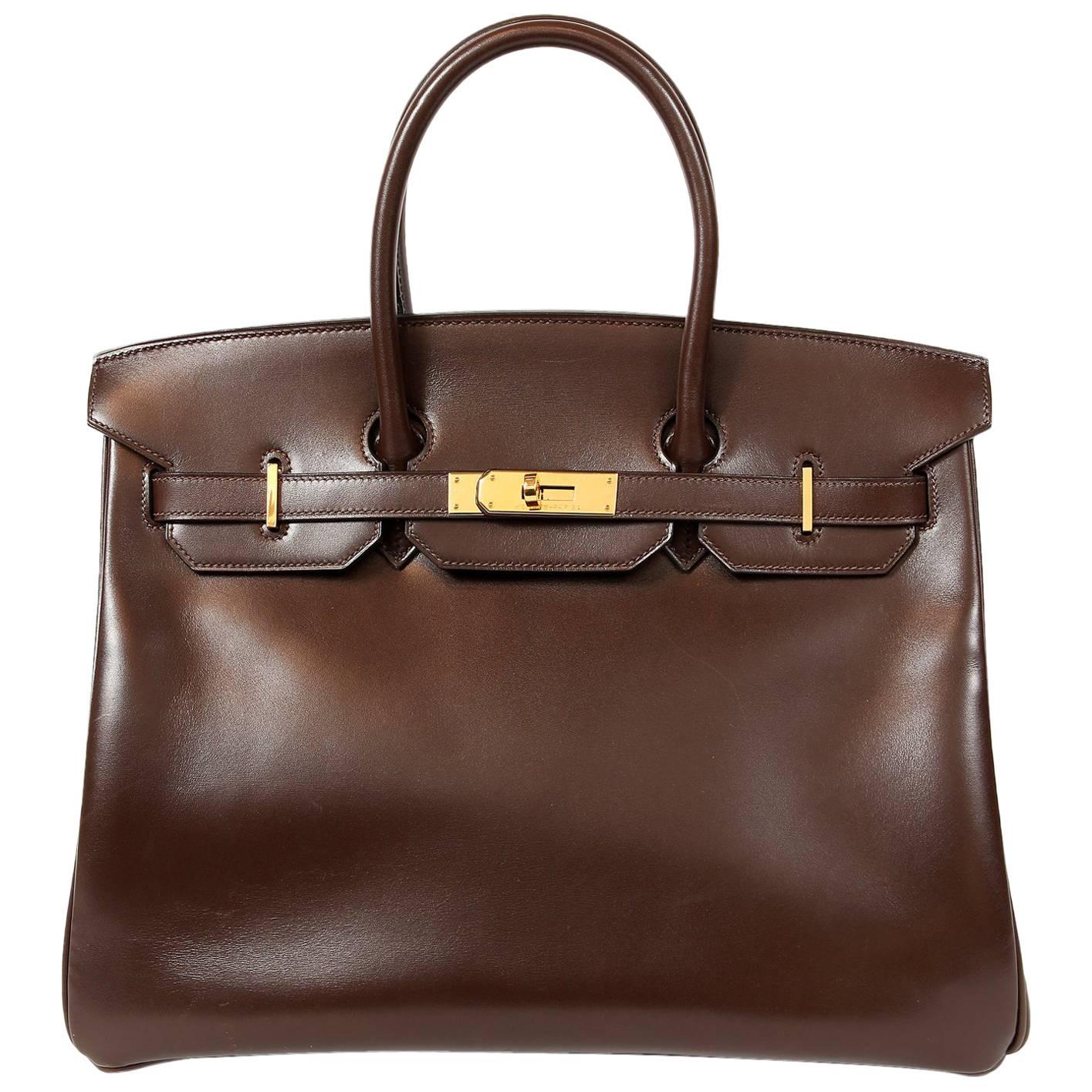 Hermès Chocolate Box Calf 35 cm Birkin Bag