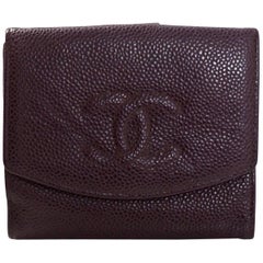 Chanel Deep Eggplant Caviar Leather CC Compact Wallet