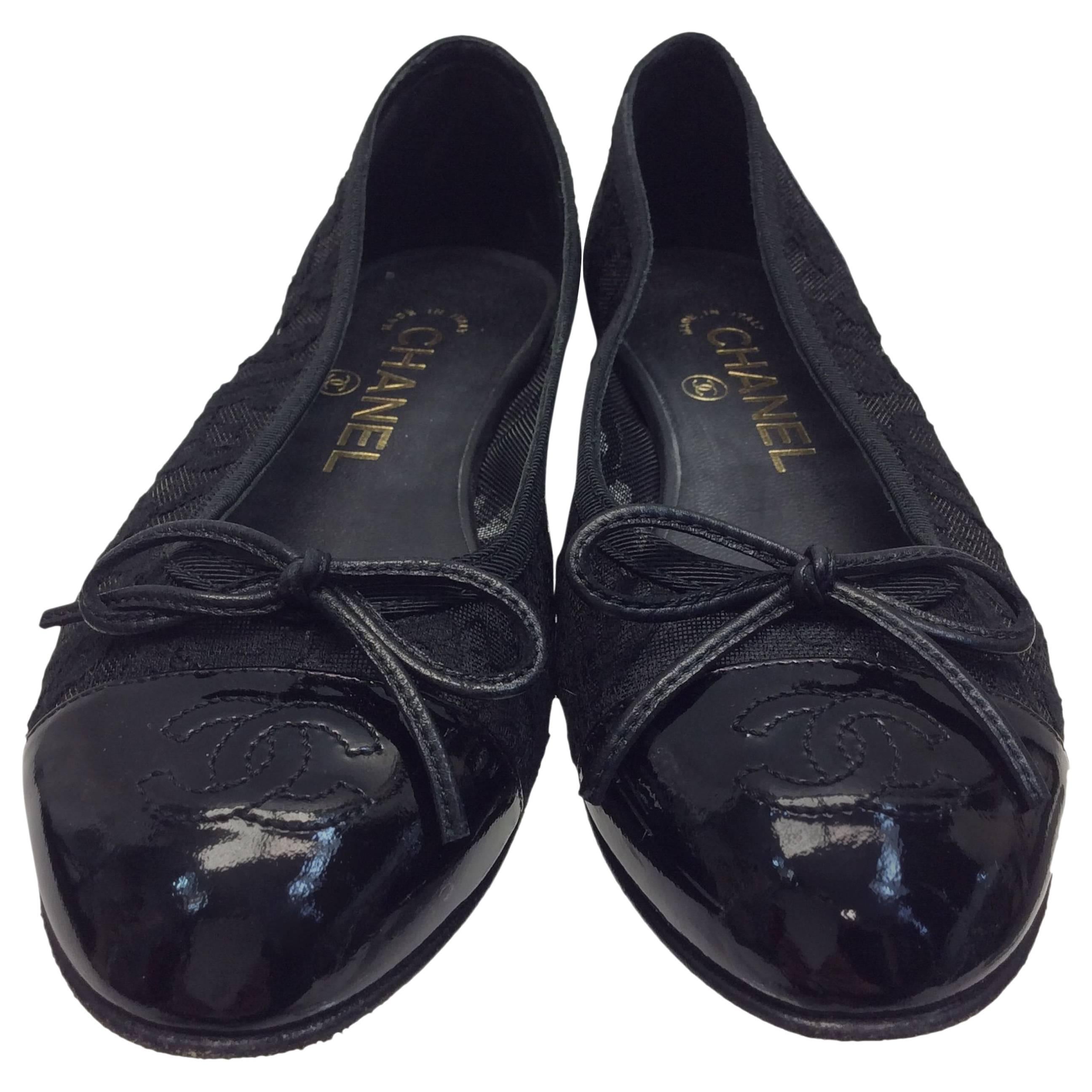 Chanel Black Lace Flats For Sale