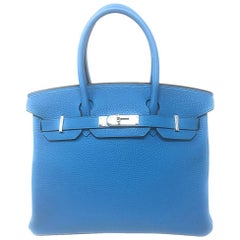 Hermes Birkin 30cm Blue Zanzibar and Green Malachite Bag