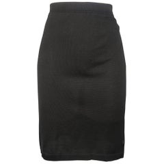 Vintage CHANEL Size 8 Black Viscose Jersey Pencil Skirt