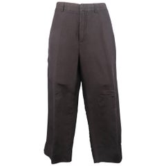 Jean Paul Gaultier Charcoal Polyester Silk Cropped Casual Pants