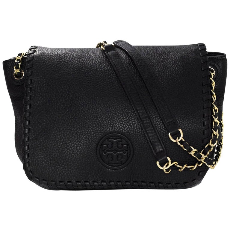 Tory Burch Black Small Marion Flap Bag For Sale at 1stDibs | tory burch ...
