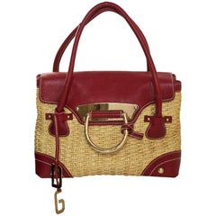 Dolce & Gabbana Raffia & Red Leather Handle Bag
