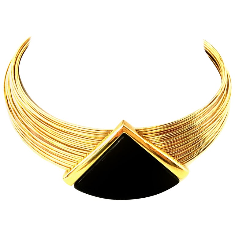20th Century Gold and Lucite Wire Collar Choker Style Necklace By, Napier For Sale at 1stdibs