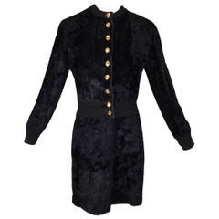 1990's Gianfranco Ferre Black Faux Fur Bomber Jacket Skirt & Bodysuit Ensemble