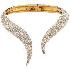 Giuseppe Zanotti Gold Brass Crystal Serpent Wrap Evening Chocker Necklace