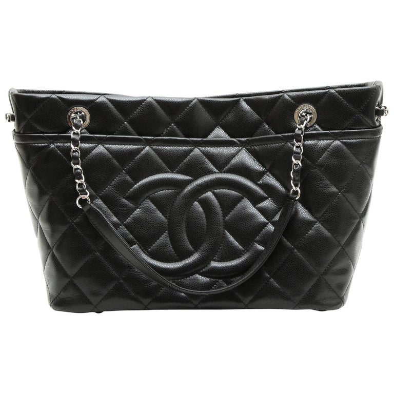 CHANEL Tote Bag in Black Grained Leather Big Model at 1stDibs