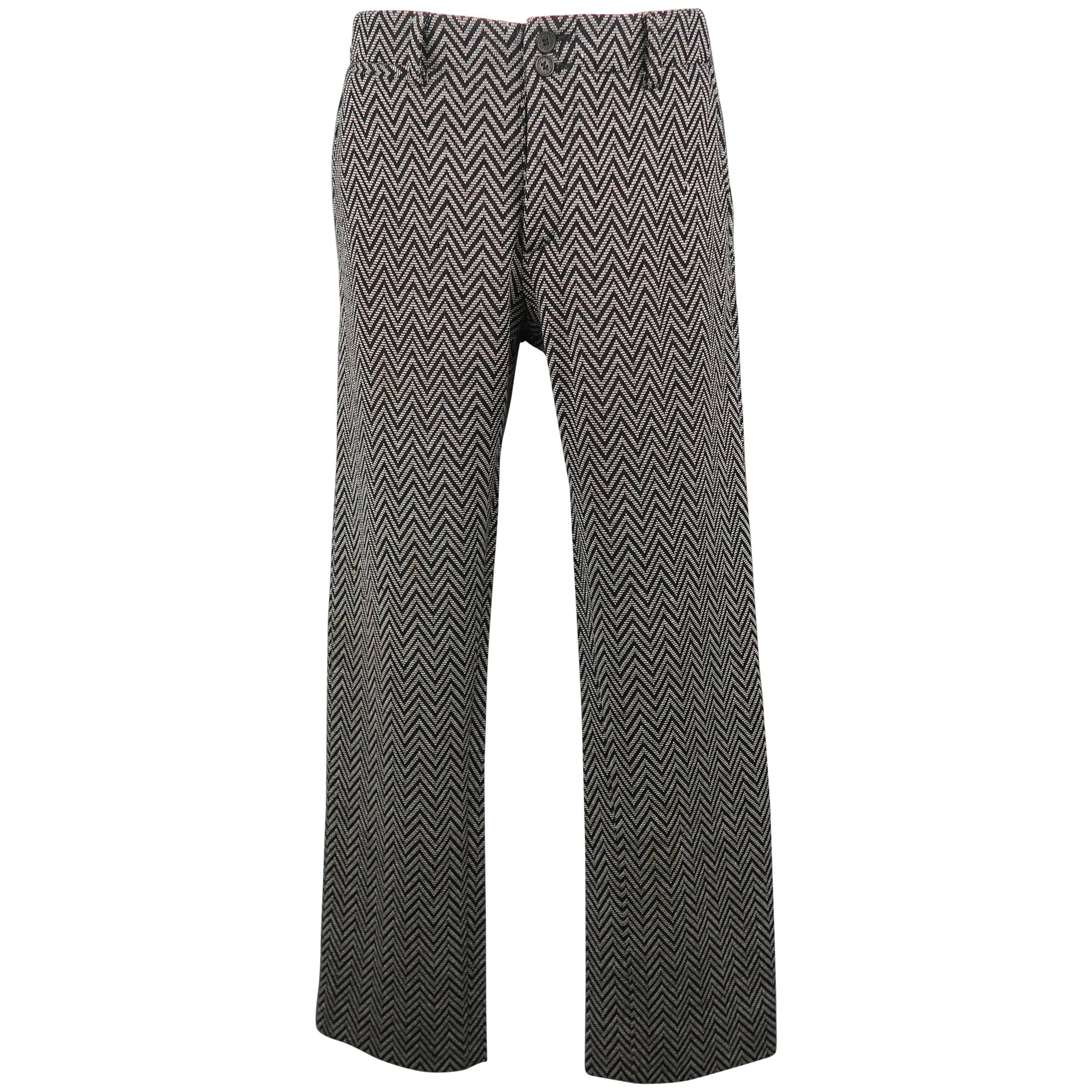 Men's MISSONI Size 30 Gray Chevron Print Wool / Nylon Knit Pants