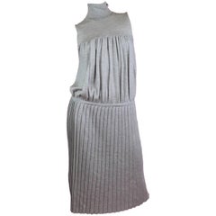 Maison Martin Margiela Grey Pleated Turtleneck Dress 