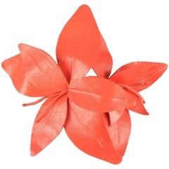 MARC JACOBS Coral Pink Leather Lilies Pin