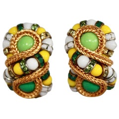 Francoise Montague Pendientes de clip "Huit" verdes y amarillos
