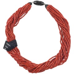 Angela Caputi Faux Coral Resin Multi-Strand Statement Choker Necklace