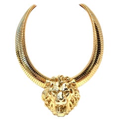 20th Century Gold Lion "Door Knocker" Choker Style Necklace