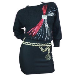 Escada Black Mohair Sweater with Sequins, circa 1980s