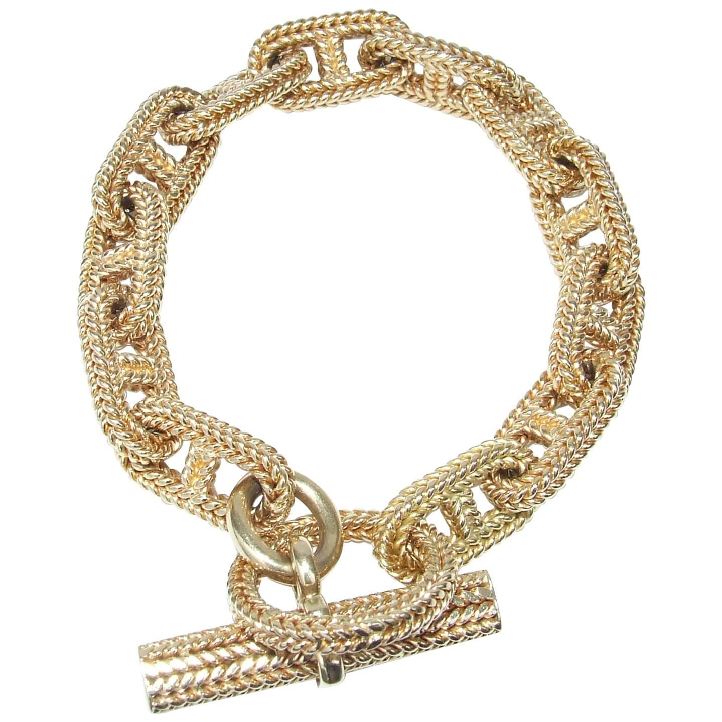 Hermès By Georges Lenfant Chaine D'ancre Gold Bracelet 23 cm Exceptional length