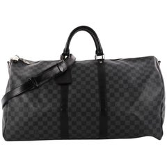 Louis Vuitton Boston Bag Keepall Bandouliere 55 Damier Graphite MB 2150  France For Sale at 1stDibs