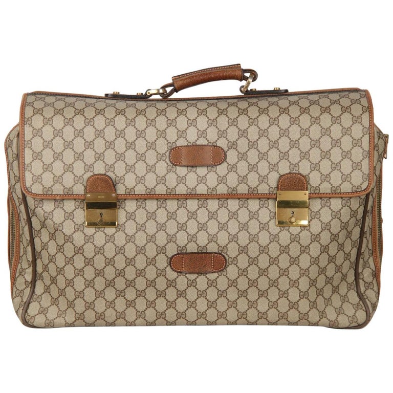 Gucci Vintage Brown Monogram 48h Travel Weekender Bag Briefcase For Gucci Vintage Brown Monogram 48h Travel Weekender Bag Briefcase For