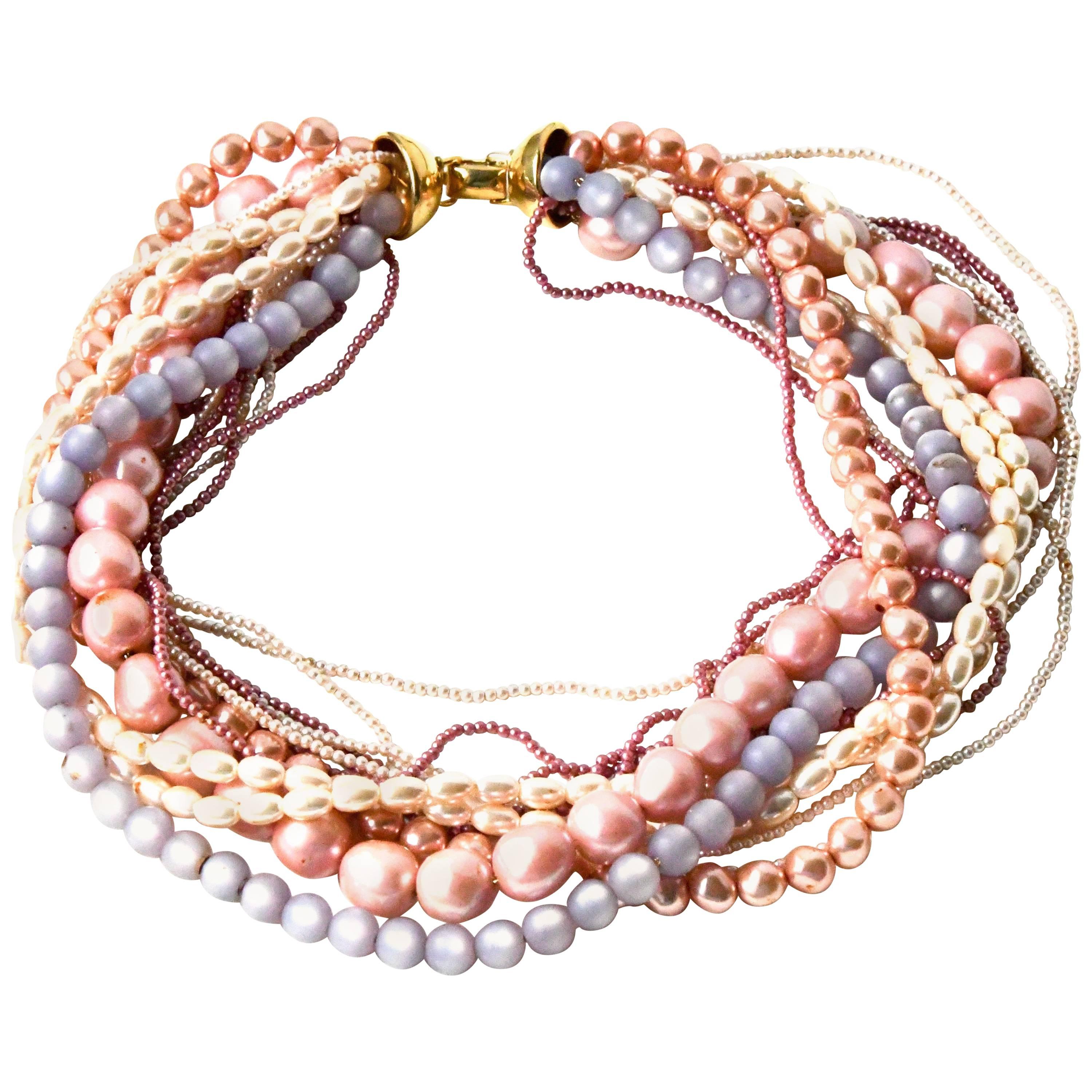 Napier Pastel Pearl Necklace  For Sale