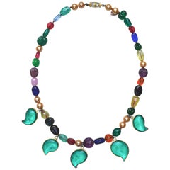 Chanel Gripoix Leaf Necklace, 1950s 