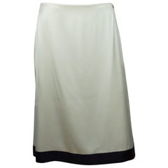 Chanel Ivory Silk Skirt with Black Trim 