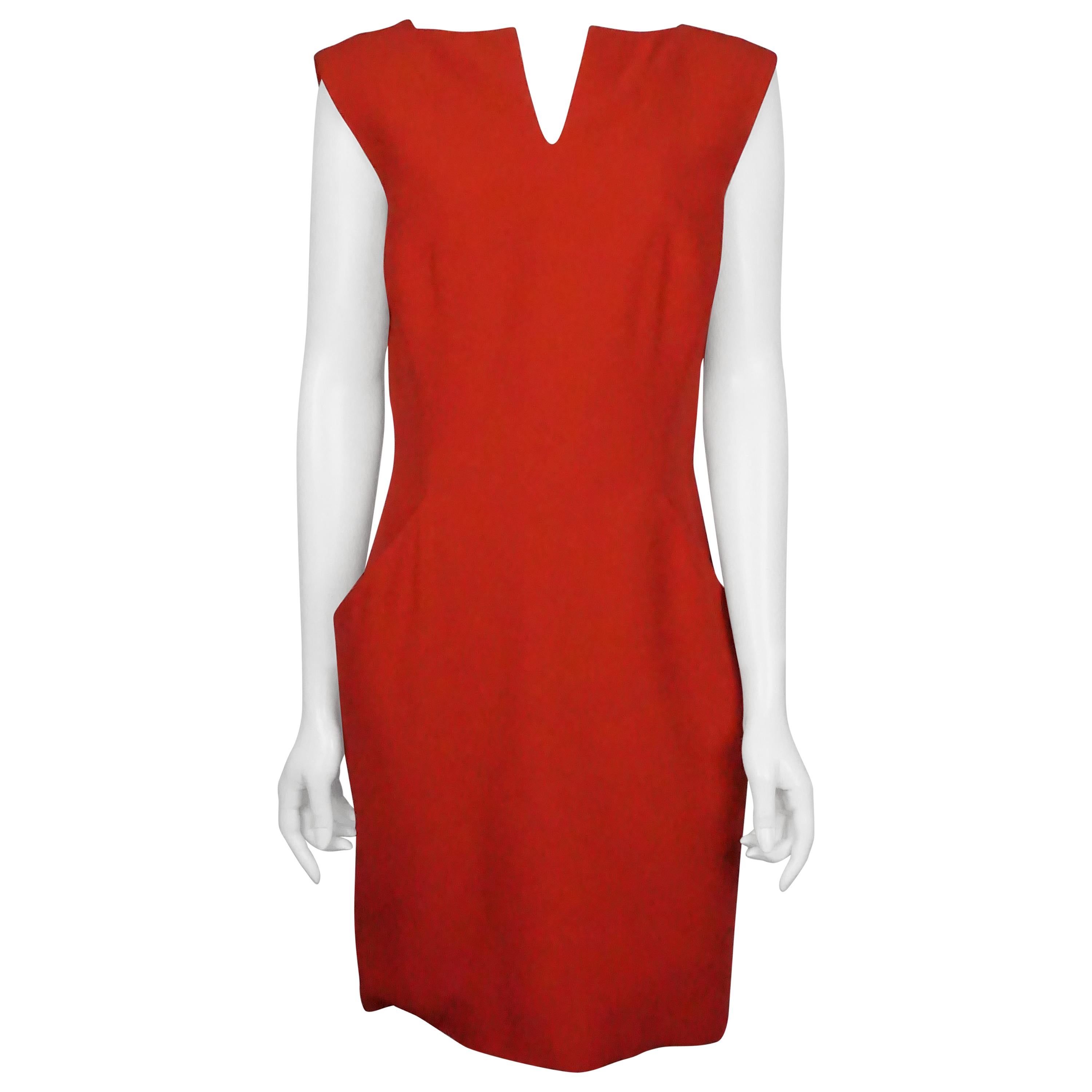 Alexander McQueen Red Sleeveless Sheath Dress - 44 For Sale