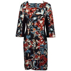 Etro - Robe à manches trois quarts en soie imprimée de fleurs noires et multicolores