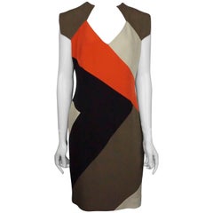 Lela Rose Brown/Orange/Beige S/S Silk Dress - 8