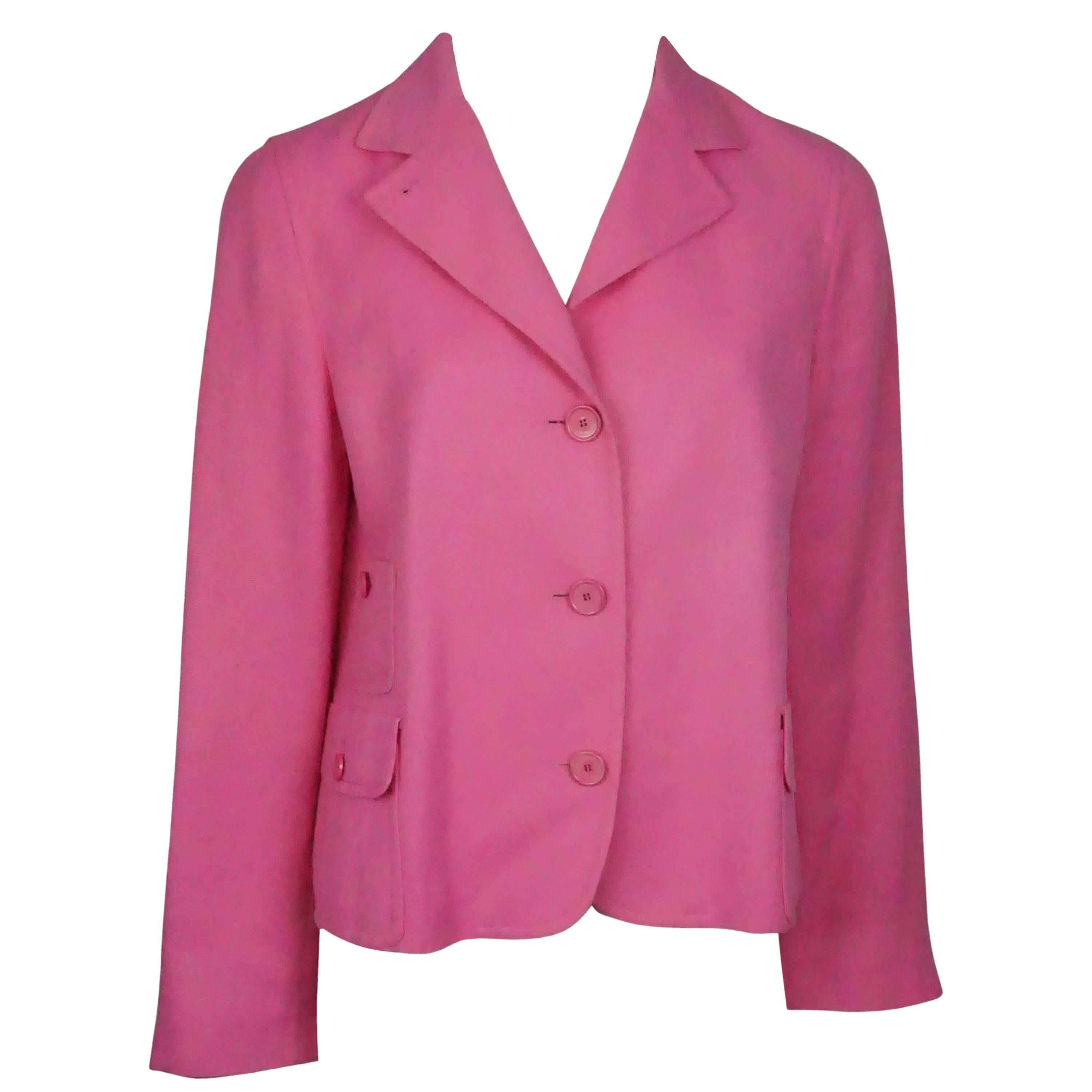 Akris Punto Hot Pink Linen Jacket   Size 8