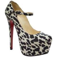 Christian Louboutin Black and White Lady Daf Leopard Mary Jane Pump 